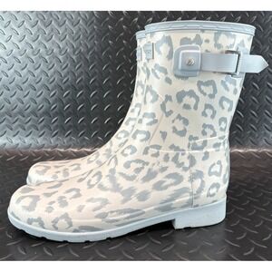 Hunter Rain Boot Original Leopard Print Mid Calf Short Boot Size 10 Women's